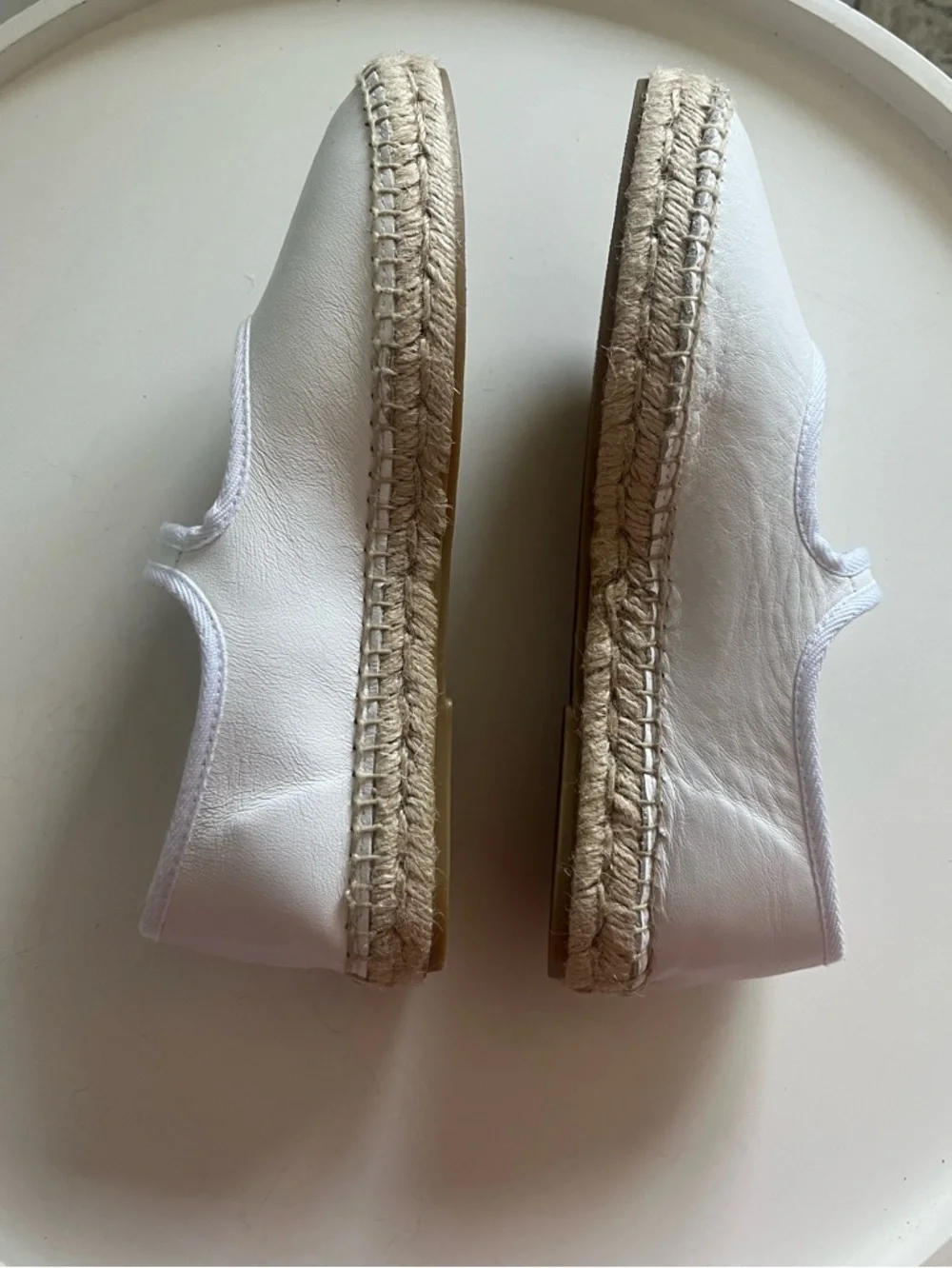 NEW Jutelia Leather Mary Jane Espadrilles White Size 39/7.5-8